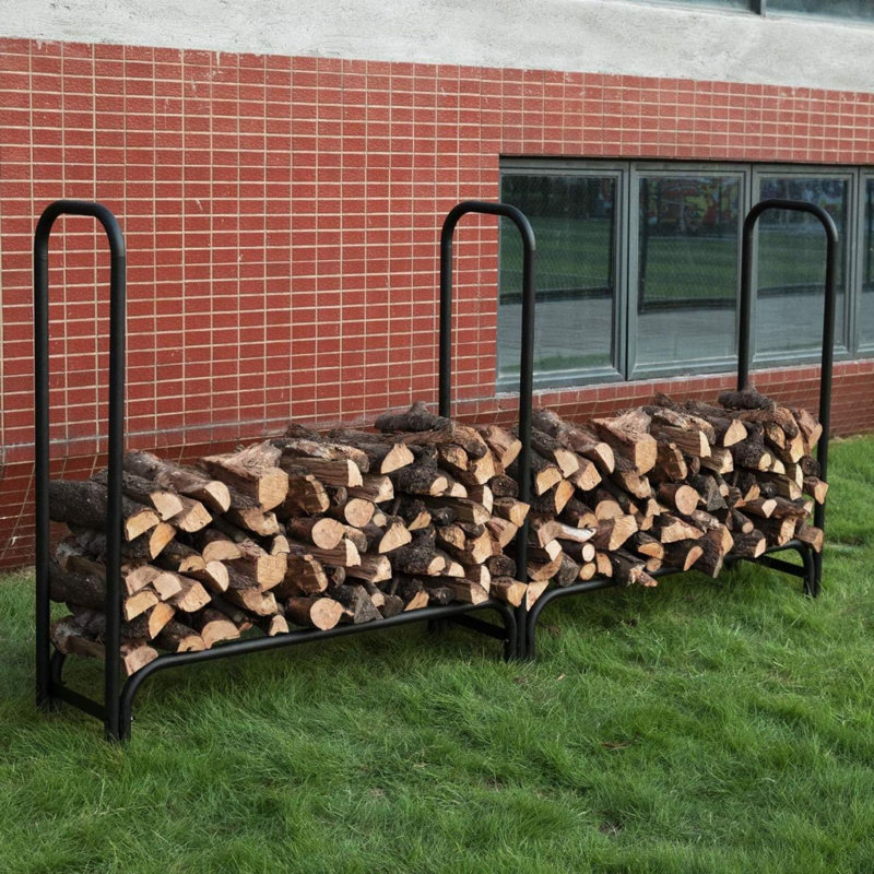 YITAHOME 8ft Outdoor Firewood Log Rack - Heavy Duty Steel, Holds 1/2 Cord, Powder Coated